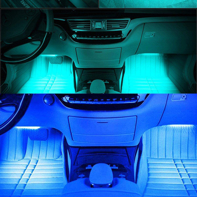 Direct 2 U 12V RGB LED Strip Light Atmosphere Decoration Lamp Car Interior Light with Remote Control, Black