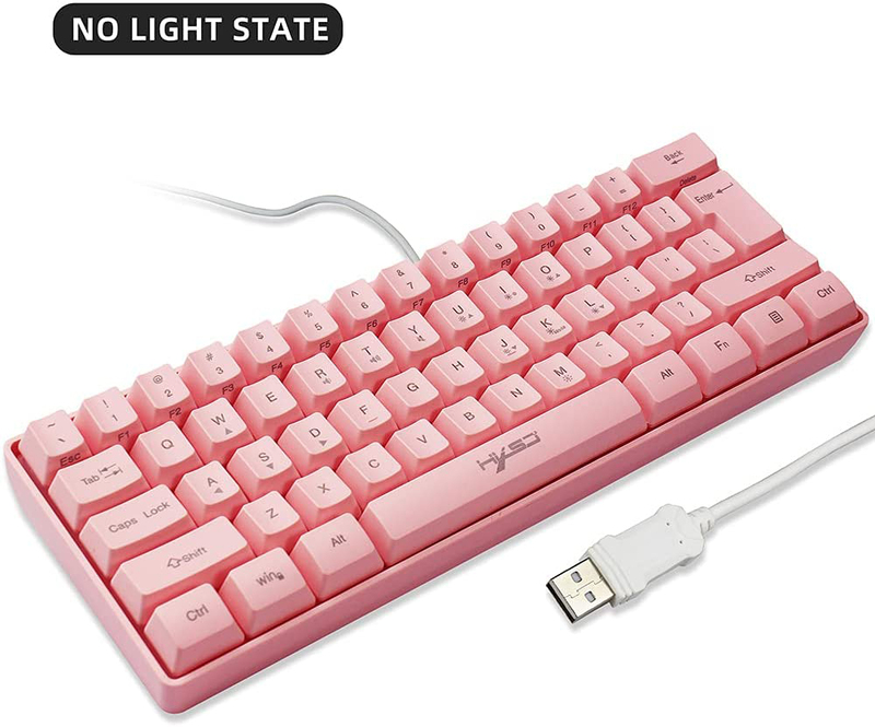 Yongluo V700 Wired English 61 Keys RGB Streamer Gaming Keyboard, Pink