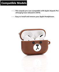 Lewote Silicone Funny 3D Animal Pet Case for Apple Air Pods Pro, Little Brown Bear