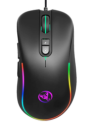 HXSJ J300 Wired Six Adjustable DPI Colorful RGB Gaming Mouse, Black