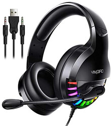 Direct 2 U Q2 Wired Over-Ear Noise Cancelling Head Mounted Gaming Headset with Microphone, Black