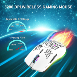 XINMENG Lightweight Honeycomb Wireless Optical Gaming Mouse, White