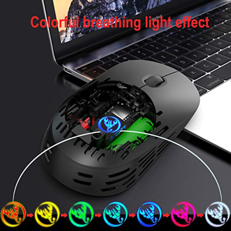 Direct 2 U T38 Wireless Optical Mouse for Office with Colourful Light, Black