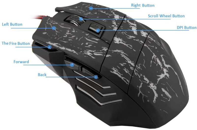 HXSJ A874 Professional Wired Optical Gaming Mouse, Black