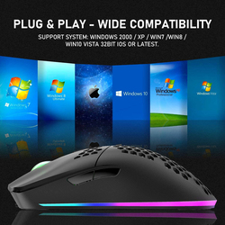 XINMENG Lightweight Honeycomb Wireless Optical Gaming Mouse, Black