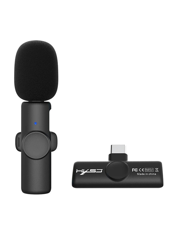 HXSJ F18 Plug-Play Type-C Interface Wireless Microphone for Live Streaming Vlog Shooting, Black