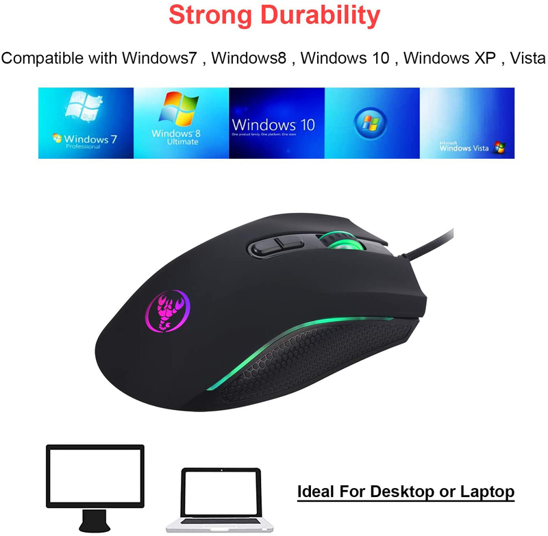 Youpeck A869 Wired Optical Gaming Mouse, Black