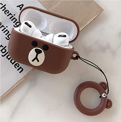 Lewote Silicone Funny 3D Animal Pet Case for Apple Air Pods Pro, Little Brown Bear