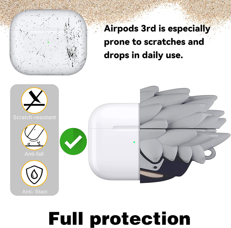 Mulafnxal Silicone Funny 3D Case for Apple Air Pods 3 3rd Generation, Grey