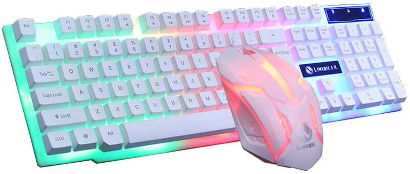 

Yuemizi Wired Gaming English Keyboard & Mouse Combo Set, White