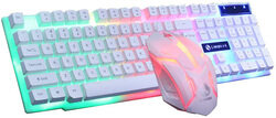 Yuemizi Wired Gaming English Keyboard & Mouse Combo Set, White