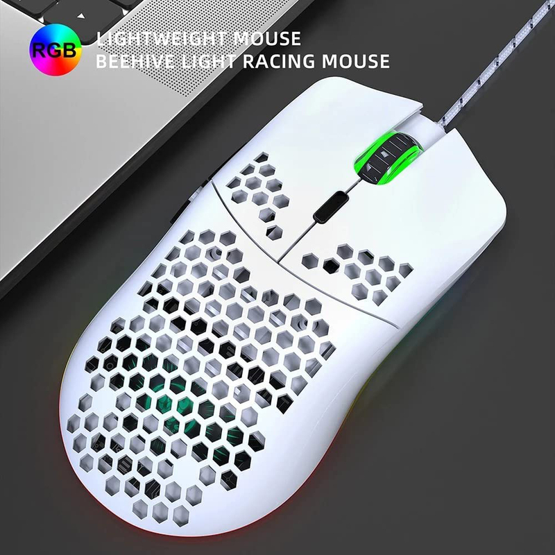 HXSJ J900 Wired Optical Gaming Mouse, White