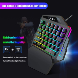 Direct 2 U J50 Wired English One-Hand Gaming Keyboard & Mouse Combo Set, Black