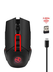 HXSJ X80 4800DPI Optical Wireless 7 Button Gaming Mouse, Black/Red