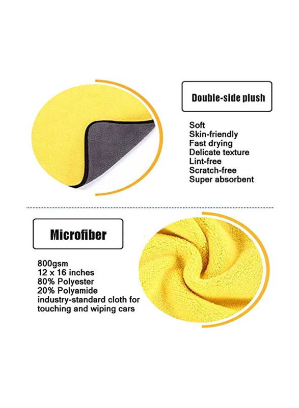 Direct 2 U 3-Pieces 30 x 30cm Car Soft Microfiber Cleaning Cloths, Multicolour