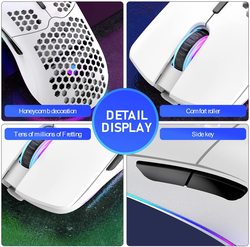 XINMENG Lightweight Honeycomb Wireless Optical Gaming Mouse, White