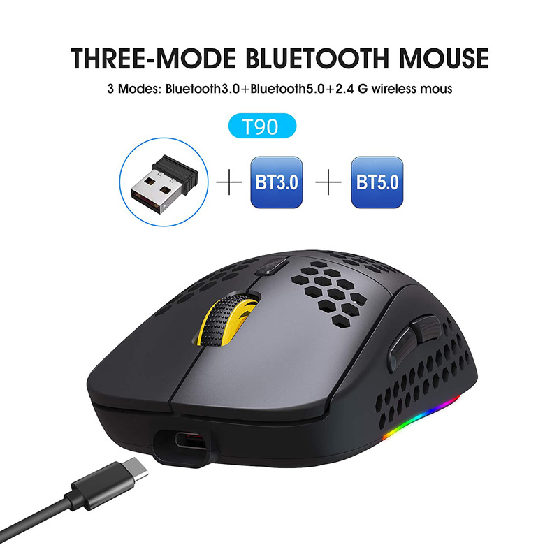 HXSJ T90 Wireless Optical Gaming Mouse, Black