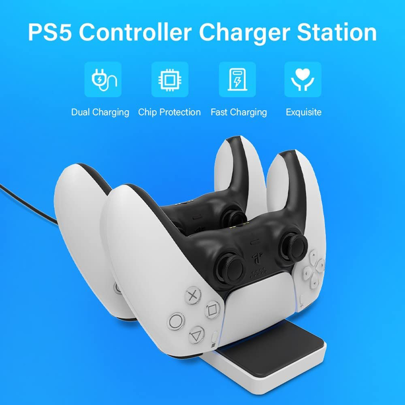 Direct 2 U Dual Charging Doc Station for PS5 Joystick Controller, Black/White