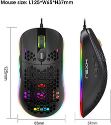 Direct 2 U X600 Wired Ultra Lightweight Honeycomb Optical Gaming Mouse, Black