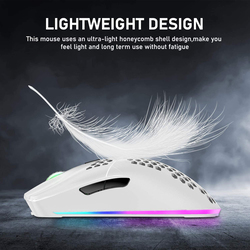 XINMENG Lightweight Honeycomb Wireless Optical Gaming Mouse, White