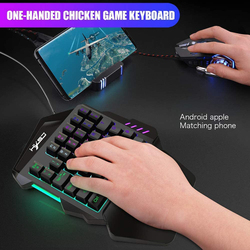 Direct 2 U J50 Wired English One-Hand Gaming Keyboard & Mouse Combo Set, Black