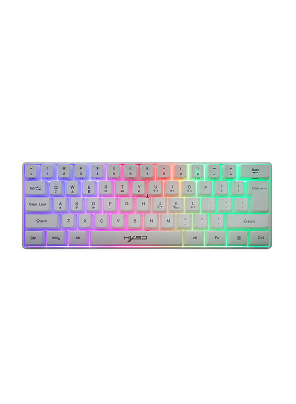 

HXSJ L500 Wireless English 61 Keys Dual Mode Bt5.0 + 2.4g RGB Backlight Mechanical Gaming Keyboard, White