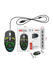 HXSJ J400 Optical Wired 6 Button Gaming Mouse, Black