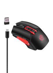 HXSJ X80 4800DPI Optical Wireless 7 Button Gaming Mouse, Black/Red