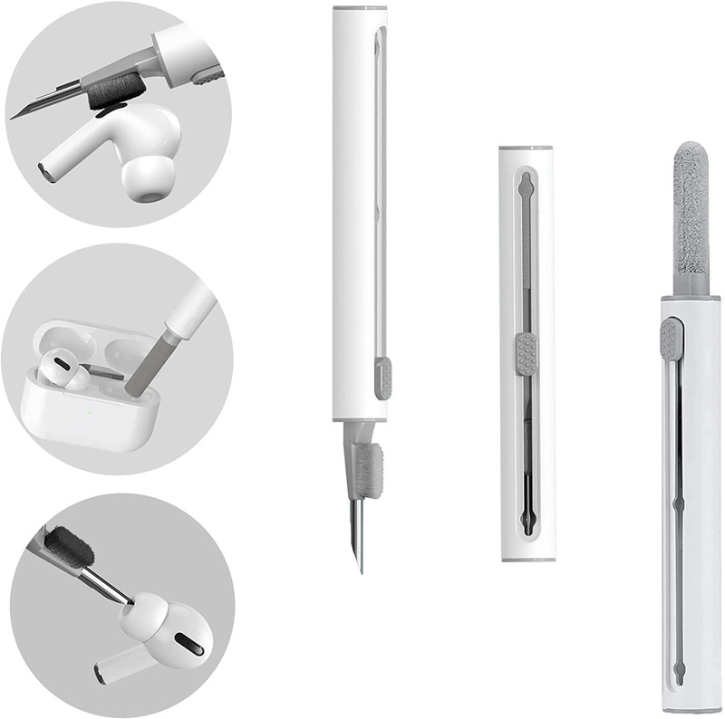 Yonk 3-in-1 Compact Portable Multifunctional Earbuds Cleaning Kit Pen with Brush, White