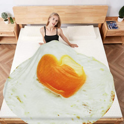 Direct 2 U 60-inch Heart Egg Design Double Sided Funny Throw Blanket, White/Yellow