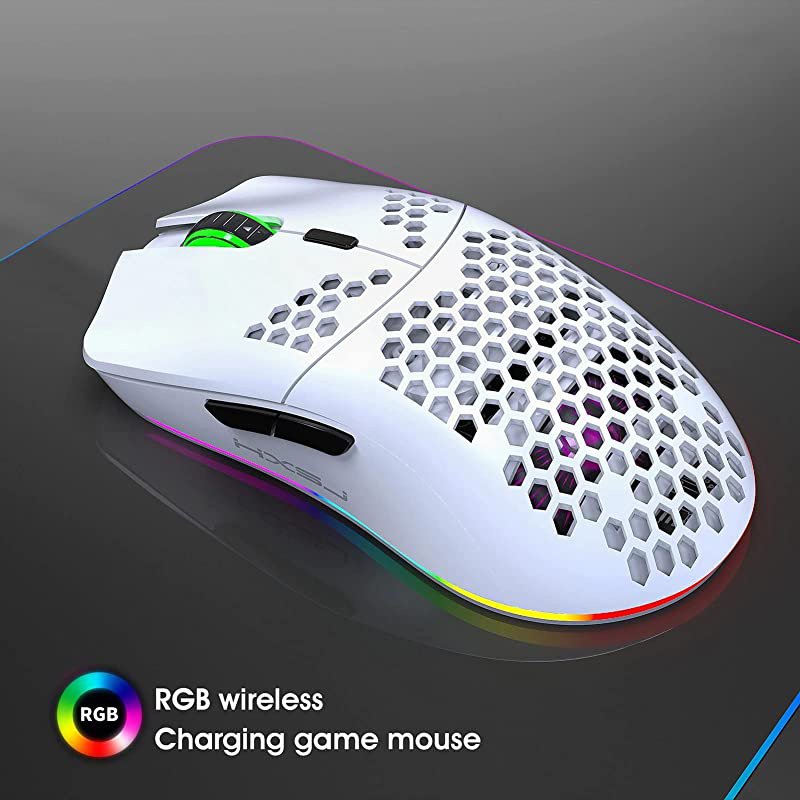 HXSJ T66 Optical Wireless Gaming Mouse, White