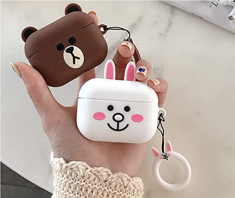 Lewote Silicone Funny 3D Animal Pet Case for Apple Air Pods Pro, Little Brown Bear