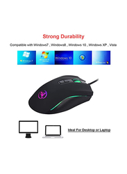 HXSJ A869 7200 DPI 6 Speed Adjustable Wired Gaming Optical Mouse, Black