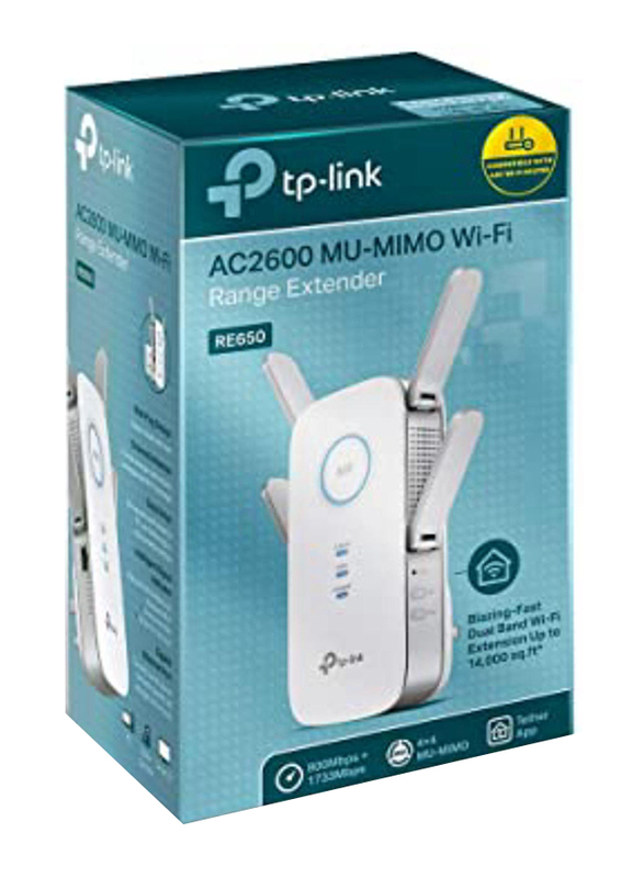 TP-Link RE650 AC2600 Dual Band MU MIMO WiFi Range Extender, White