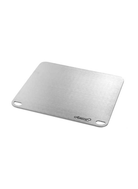Gi.Metal Cooking Plate for Home Pizza, 40 x 35cm, Silver