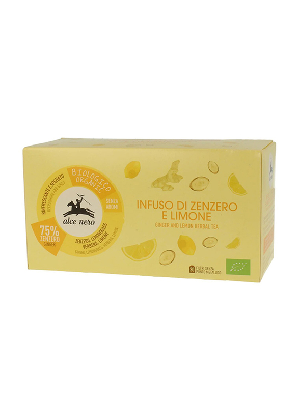 Alce Nero Organic Ginger & Lemon Herbal Tea, 20 Bags