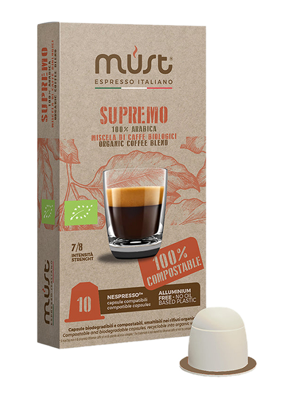 Must Supremo Nespresso 100% Compostable Coffee Capsule, 10 Capsules