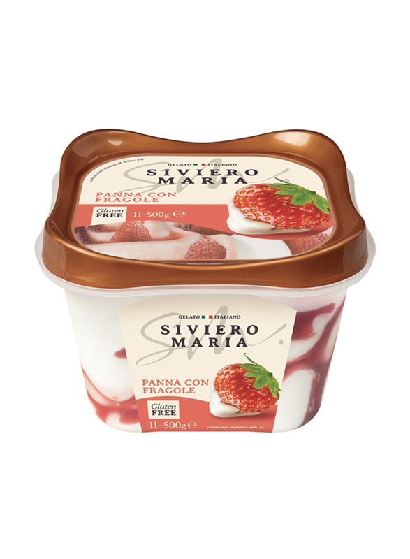 Siviero Cream & Strawberry Artisan Gelato Ice Cream Italian Frozen, 1 Liter - 500g