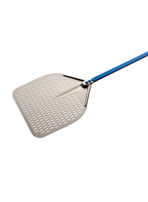 Gi.metal 33cm Rectangular Perforated Pizza Peel, Silver/Blue