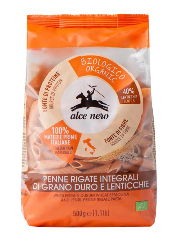 Alce Nero Wholemeal Organic Wheat and Lentils Penne Rigate, 500g