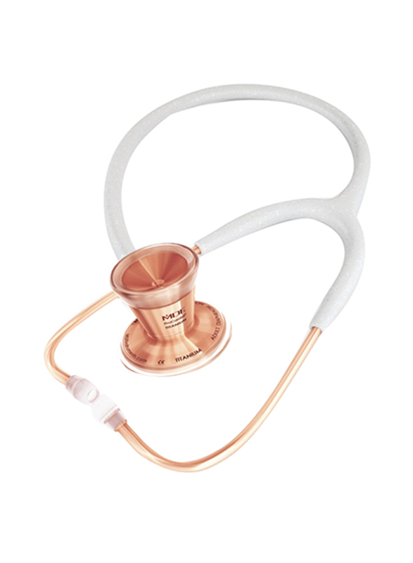 MDF Instruments Procardial Titanium Cardiology Stethoscope, 797TWGLRG, White Glitter/Rose Gold