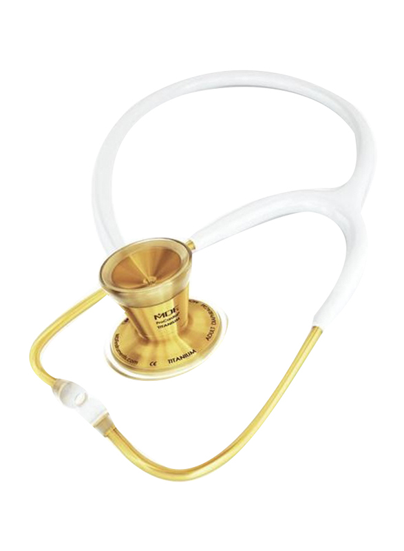 MDF Instruments Procardial Titanium Cardiology Stethoscope, 797TK29, White/Gold