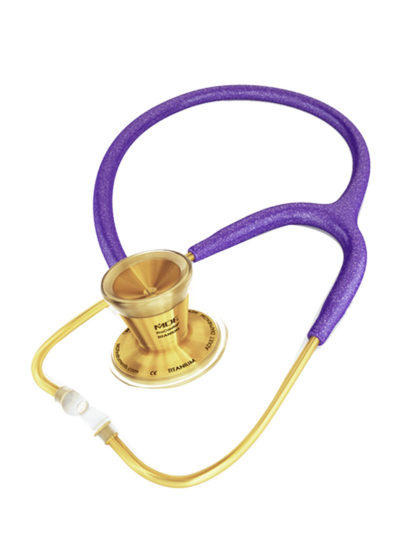 MDF Instruments Procardial Titanium Cardiology Stethoscope, 797TGL08K, Purple Glitter/Gold