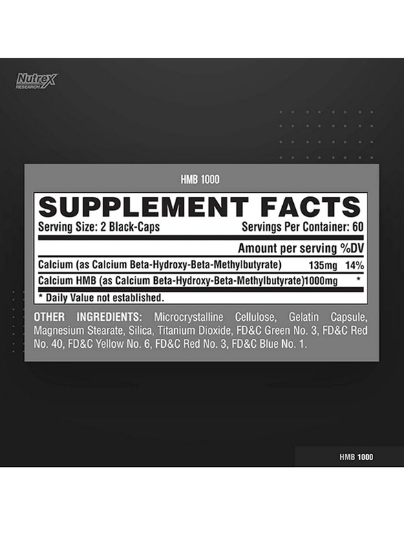 Nutrex Research HMB 1000 Muscle Growth, Recovery & Strength Dietary Supplement, 1000mg, 120 Capsules