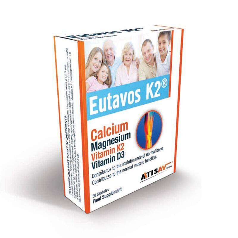 

Atisav Pharma Eutavos K2 Calcium Magnesium,VIT K2,D3 30 Capsules