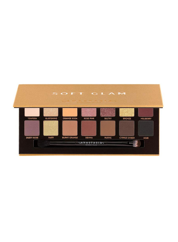 Soft Glam 14-Color Shimmer Eyeshadow Palette with Brush Set, Multicolour