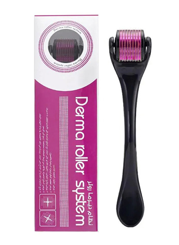 Derma Roller Titanium Micro Needles Roller, Black/Pink