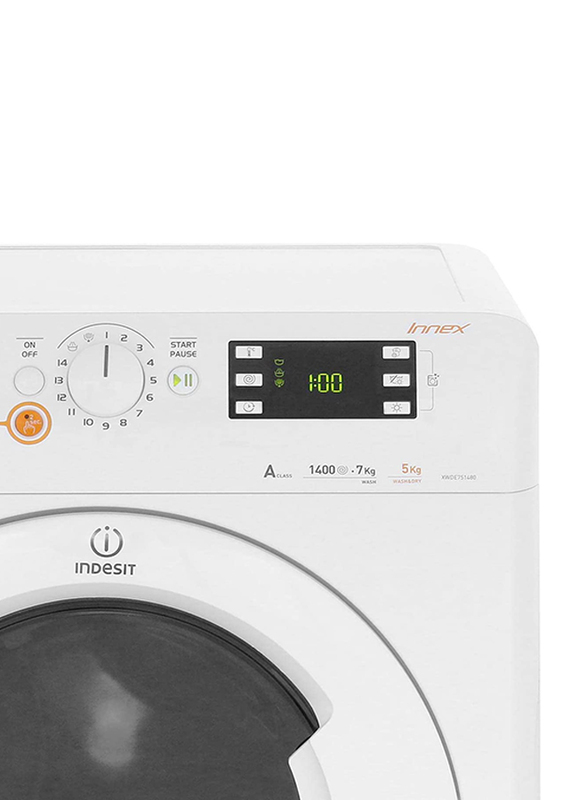 Indesit 7 Kg 1400 RPM Front Load Washer Dryer, F088805, White