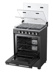 Akai 4-Burner Cooking Range, Full Safety Double Glass Door, Electric Ignition, CRMA-M66BCFS, Black