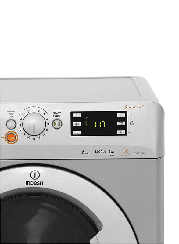 Indesit 7 Kg 1400 RPM Freestanding Front Loading Innex Washer & Dryer, XWDE-751480XSUK, Silver